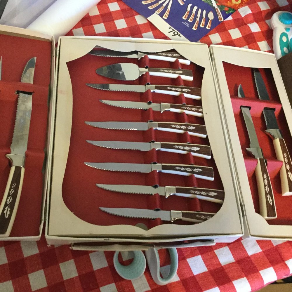 New   Vintage in box 19 piece steak knife and carving and serving set stainless